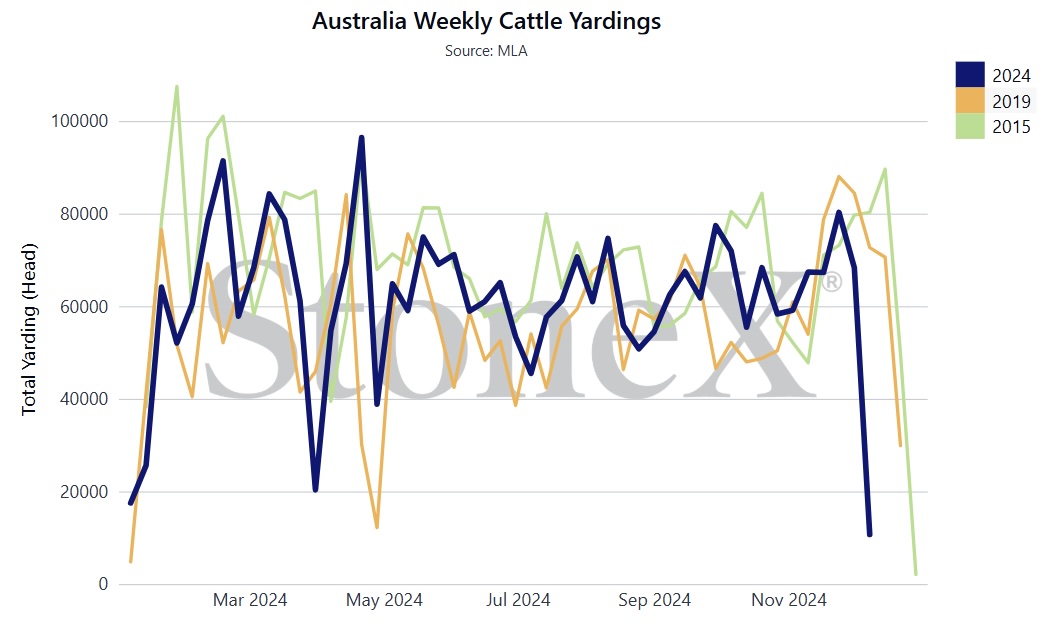 Australian Weekly Cattle Yardings: 06/12/2024